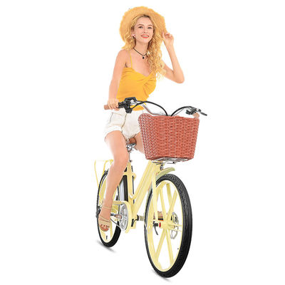 250w bici de las señoras E con el marco de la cesta 48T Alu, las bicicletas de las mujeres eléctricas 24x1.75