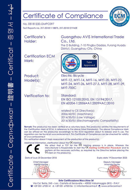 China Guangzhou AVIS International Trade Co., Ltd. certificaciones